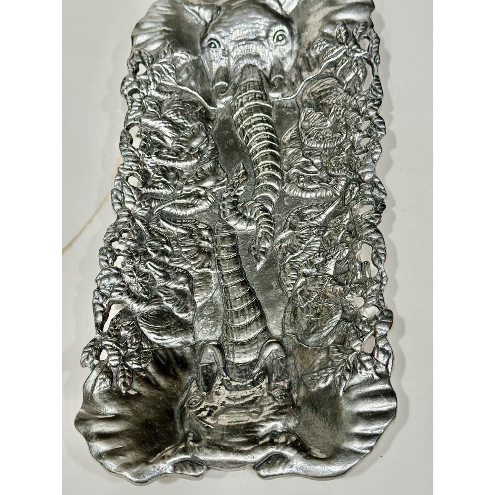 Vintage Arthur Court Designs Elephant Aluminum Tray 12x6 Rectangular